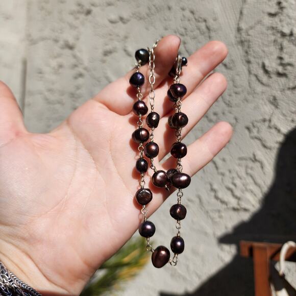 Silpada Freshwater Pearl Necklace N1183 Purple Black Iridescent Sterling Silver - Picture 8 of 10